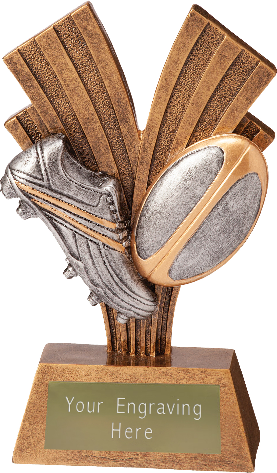 Rugby Trophies - Rugby Boot & Ball Xplode Trophy 15cm (6")